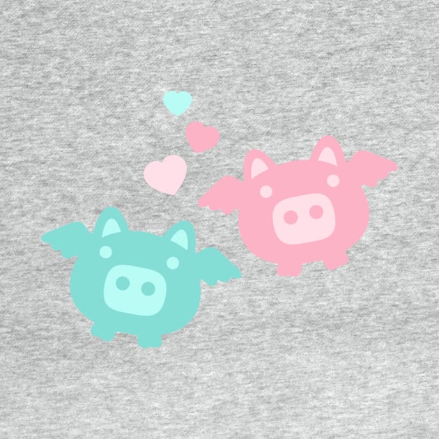 Pastel Flying Pigs in Love by XOOXOO